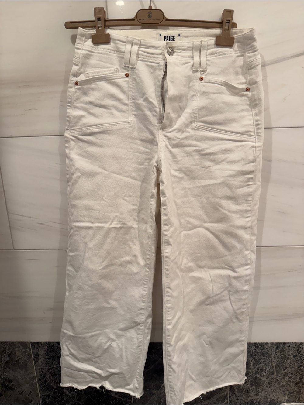 PAIGE Off-White Straight-Leg Jeans for Women